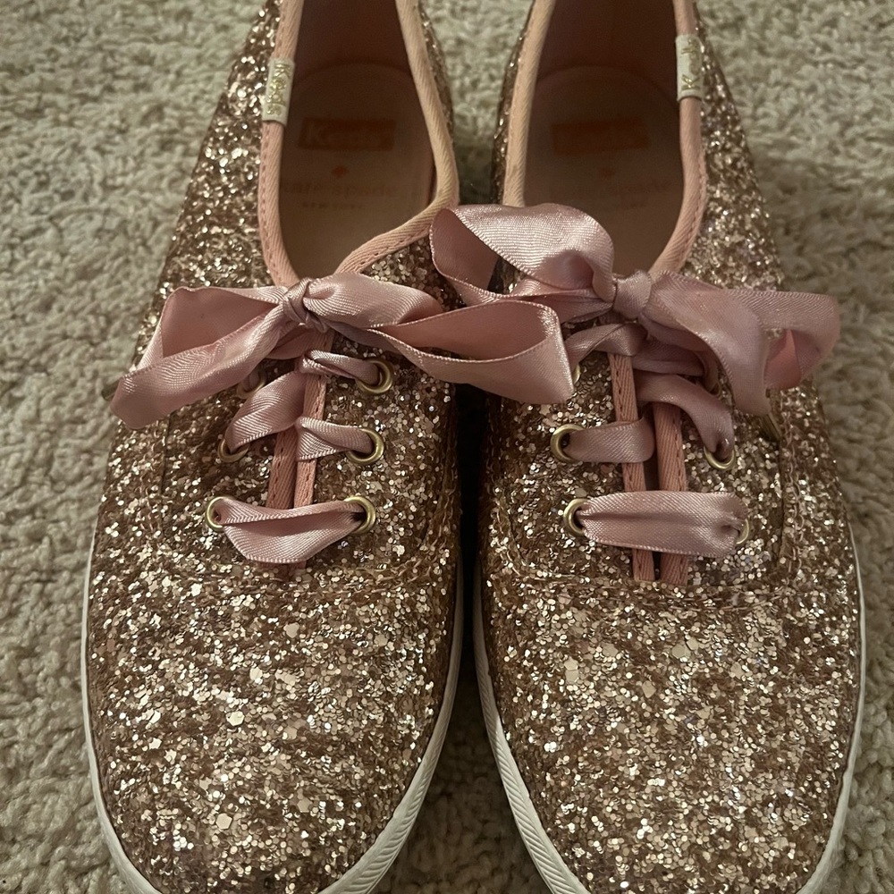 Kate Spade Glitter Keds Sneakers - Rose Gold